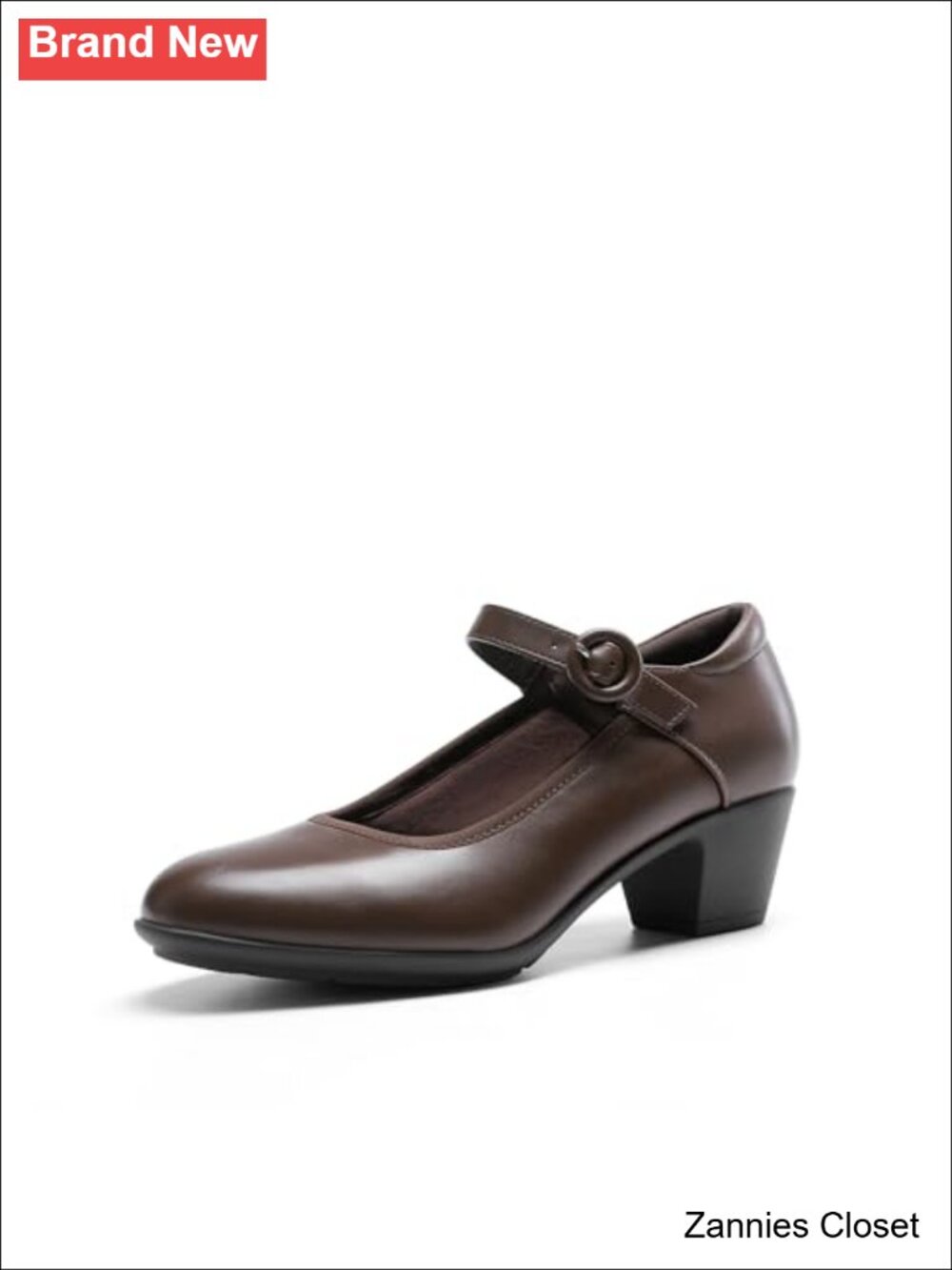 ✨ Mary Jane Low Chunky Block Heel Dress Pumps Faux Leather Ankle Strap